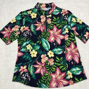 Tommy Bahama 1/4 Zip Top Womens L Floral Mock Neck Tropical  Athleisure Golf